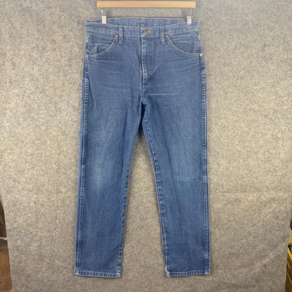 Vintage Wrangler 13MWZ Jeans Mens 33x31 Blue Cowboy Cut Western Rodeo Whiskered